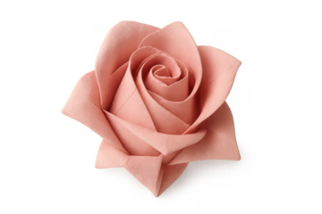 Pink paper rose illustrating handmade craft, romantic decoration, and intricate folding art on transparent background