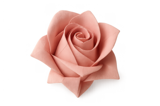 Pink paper rose illustrating handmade craft, romantic decoration, and intricate folding art on transparent background