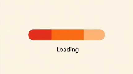 Simple loading bar graphic with gradient colors from red to orange on a light background indicating progress