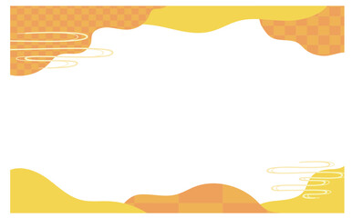 黄色い和風背景フレームイラスト