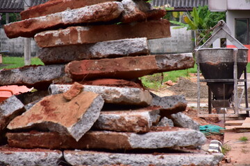people, construction workers, Group of construction workers on building site, on the construction project