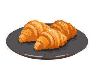 A delicious, fresh French butter croissant pastry isolated on a white background, perfect for a breakfast snack or sweet dessert