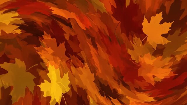 Seamless abstract autumn background pattern with red maple leaves and orange foliage texture for a seasonal nature wallpaper design