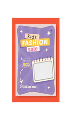 Kids fashion sale announcement with stylish child