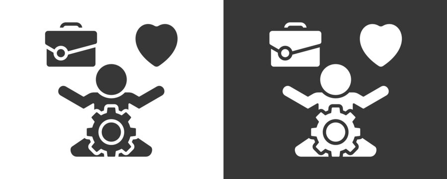 Work Life Balance Icon Set Vector Collection Isolated In Black And White