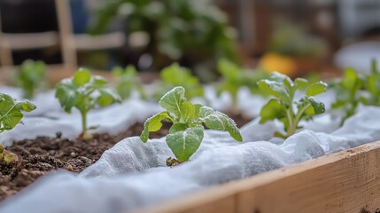 Fresh seedlings growing in a garden bed.