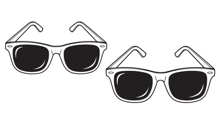 Two pairs of retro sunglasses classic eyewear design isolated on white background