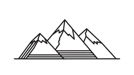 Minimalist mountain range illustration simple line art vector design isolated on white background for logo or icon