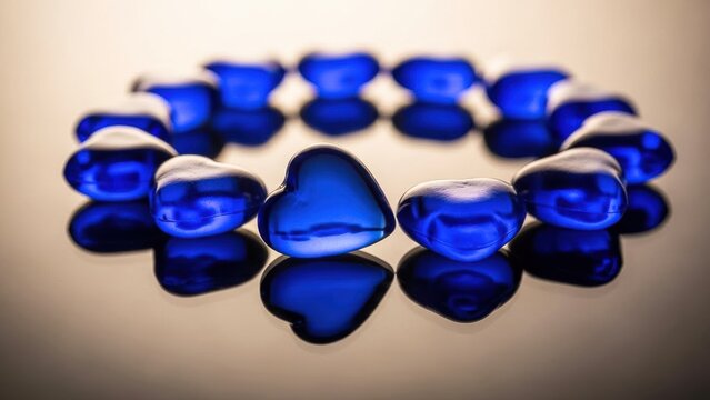 Circle of blue smurf figurines with heart shapes