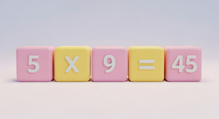 Math Equation on Blocks: 5 x 9  45.