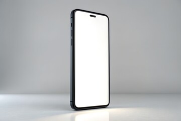 Modern smartphone with blank screen standing upright