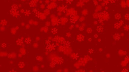 Christmas and New Year snowfall background. Slowly falling snow 3d animation. 4k resolution, red background with cute snowflakes swirling and falling - Powered by Adobe
