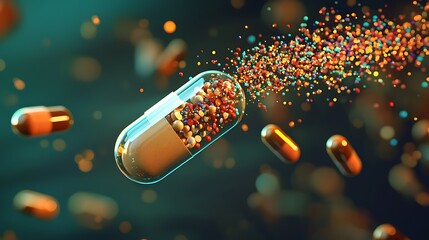 Futuristic medicine capsule transforming digitally high resolution picture