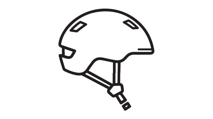Minimalist bicycle helmet icon simple line art vector illustration isolated on white background for safety and design