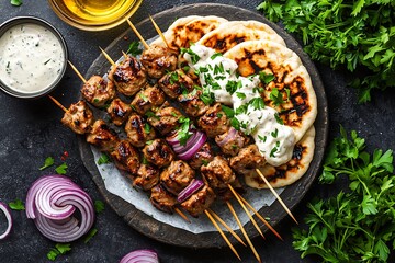 Grilled Chicken Skewers With Herbs And Pita high resolution picture