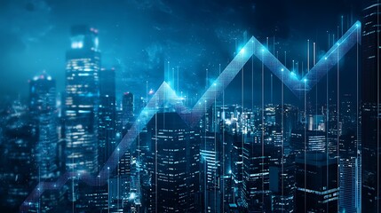 Modern cityscape with economic surge line high resolution picture