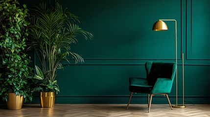 Sophisticated home corner styled with greenery high resolution picture