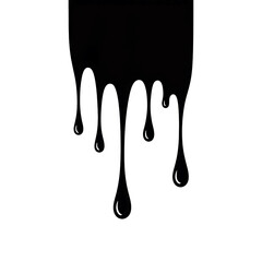 Abstract dripping liquid metal or paint forming abstract shapes isolated on transparent background