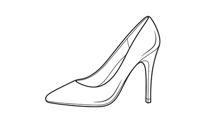 Elegant high heel shoe line art fashion vector illustration isolated on white background