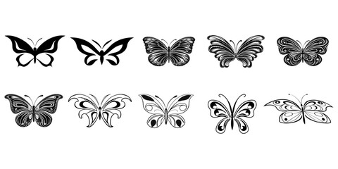 Elegant Butterfly Silhouette Icons Collection