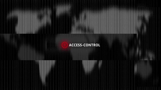 World Map Overlayed with Binary Code and the Phrase Access Control in a Glowing Box global data