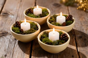 Minimalistischer Adventskranz (Authentisch und Modern) - Eine Interpretation eines Adventskranzes, der natürliche, rohe Materialien verwendet