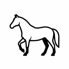 Elegant Horse Silhouette - A Majestic Equine Illustration in Black and White.