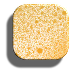 Square textured golden sponge shape isolated white background element