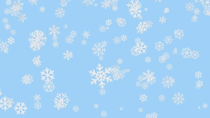 Winter, Christmas and New Year snowfall background. Falling snow 3d animation. 4k resolution, blue background with cute snowflakes swirling and falling - Powered by Adobe