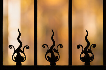 Abstract Wrought Iron Lattice Backlit