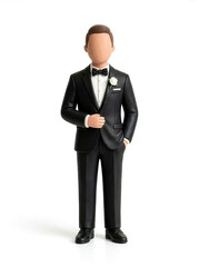 3D Figure eines stylischen Br&auml;utigams in einem schwarzem eleganten Anzug mit Fliege