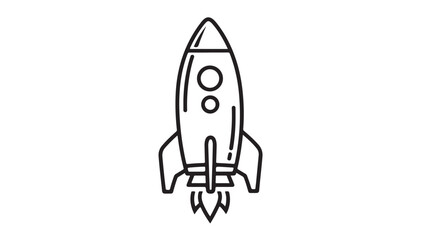 Simple rocket icon line art vector illustration for startup projects isolated on white background