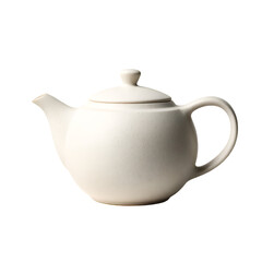 Obraz premium Classic white ceramic teapot with a lid and handle isolated on transparent background
