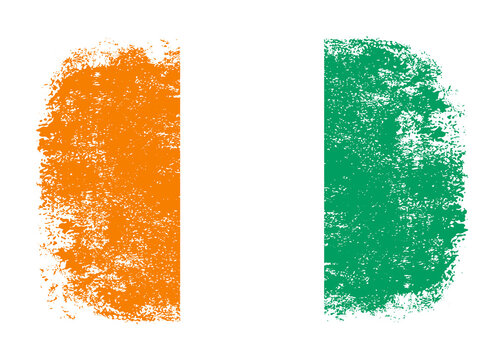 Cote divoire flag png. Isolated grunge brush stroke flag of Ivory coast illustration transparent png