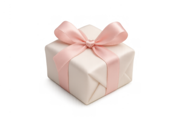 White gift box with pink bow, celebrating special occasions, presenting surprises, and sharing happiness on transparent background