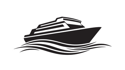Cruise ship vector illustration simple black and white design isolated on white background