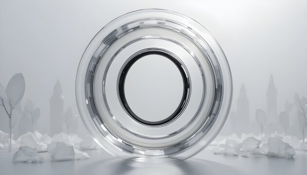 Elegant abstract design featuring a futuristic portal with clean, minimalist aesthetic and modern inspiration