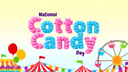 National Cotton Candy Day Festive Colorful Typography