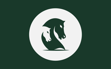 Fototapeta premium Horse O Negative Sapace Vector Icon Black Back Ground