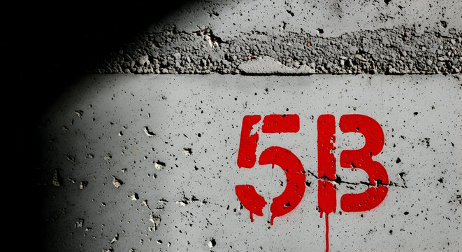 Number 5B Painted on Wall Bold Typography Concept