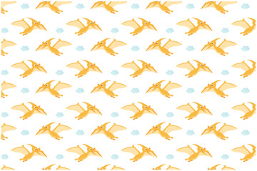 プテラノドンと雲　パターン背景 © piyori