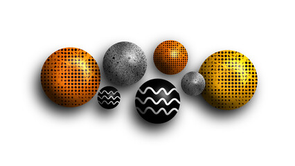 Assorted Spheres Abstract Art Orange Black Gray