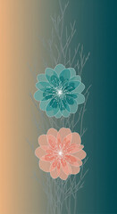 Elegant floral design featuring vibrant stylized flowers with translucent petals