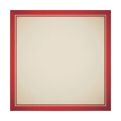 A simple red framed square border with a cream colored background isolated on transparent background