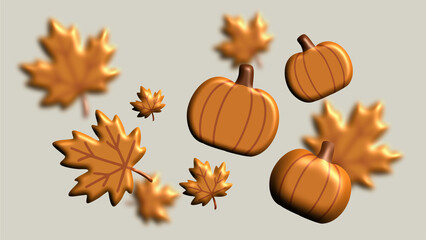 Autumn fall season Thanksgiving decoration orange pumpkin small objects
