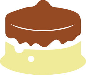 Decorative cake illustration with colorful icing and sprinkles