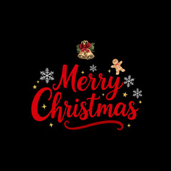 Christmas set of design elements. New Year bouquet with poinsettia flower, Christmas candles, fir branches and holly. Handwritten inscription Merry Christmas.