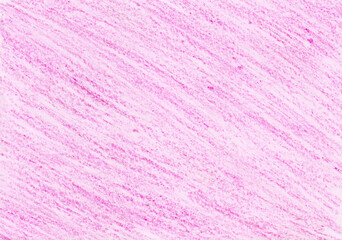 The background is filled with diagonal strokes. Texture of wax crayons, chalk, colored pencils. Different shades of pink. White background. In some places the colors are richer, in others lighter.