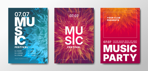 Musical party posters set. Colorful templates for your event.