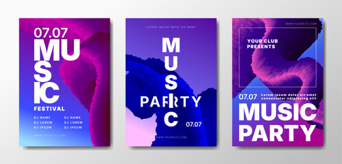 Musical party posters set. Colorful templates for your event.